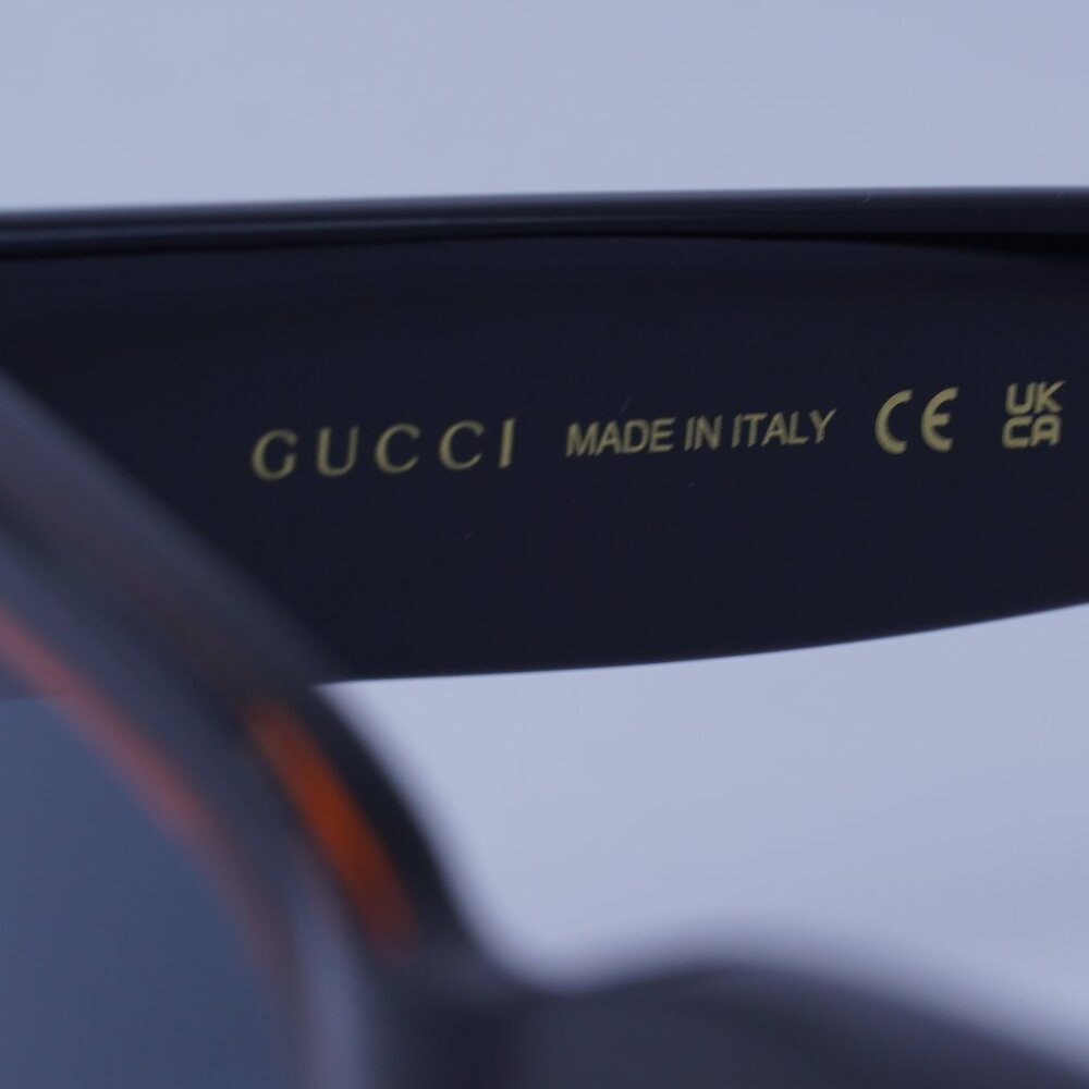 Gucci GG1794S 003 Sunglasses Transparent Orange/Black Square Frame, Blue Lenses - Picture 9 of 12